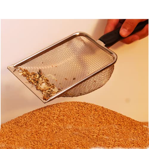 Small Mesh Stainless Steel Cat Litter Scoop Fine Mesh Metal Reptile Litter Cleaner Scooper Non-Stick Coated Metal Litter Scoop Fine Sand Litter Scooper (Hole:2mm/Fine Sand Scooper)
