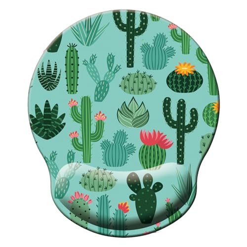 Mouse Pad with Wrist Support, Ergonomic Mouse Pad with Memory Foam Wrist Rest Cushion, Non-Slip Rubber Base Gaming Mice Pad for Home Office Computer Laptop, Cactus - color: M35-Cactus