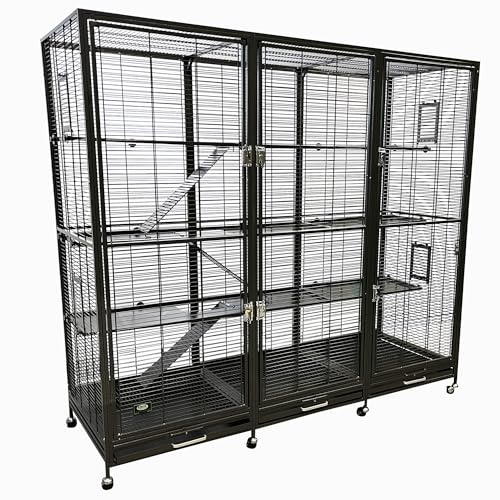 Borneo Small Animal Cage - for Sugar Gliders, Squirrels, Marmosets & Other Small Pets (Cage + Add-On + Shelf & Ladder Set + Expander Set) - size: Cage + Add-On + Shelf & Ladder Set + Expander Set