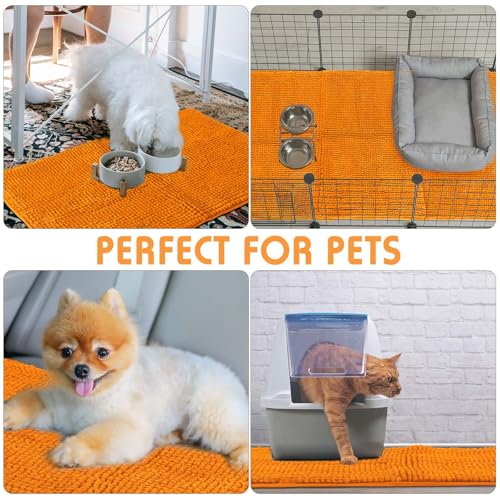 4 Pcs Guinea Pig Cage Liner 16 x 24 Inch Washable Chenille Pee Pads Pet Dog Cat Bedding Training Mat Reusable for Small Animals Puppy Bunny Hamster Chinchilla - color: Orange, size: 16 x 24 Inch, style: Low Pile Chenille