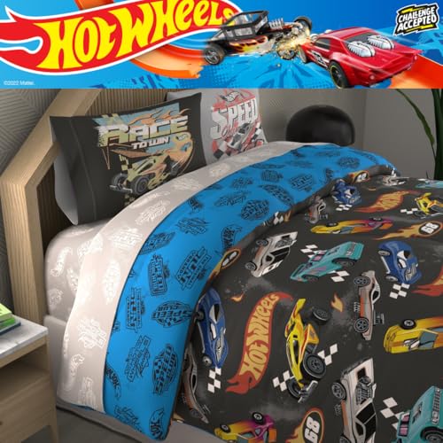 Hot Wheels Kids Bedding Super Soft Comforter and Sheet Set with Sham, 7 Piece Full Size, (Officially Licensed Product) By Franco - color: Hot Wheels, size: Full
