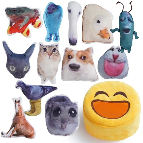 Nocciola Plush Squeaky Dog Toys – 12 Pack Small Dog Chew Toys with Squeakers, Soft Stuffed Puppy Toys with Carry Bag for Small & Medium Dogs - style: 12pcs Funny Toys