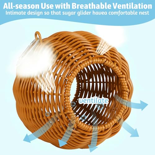 BNOSDM Sugar Glider Nest, Pet Glider Cage Sleep Nesting Squirrels Playing Hideout Hanging Hammock with Warm Cotton Pad Small Animal Cage Accessories for Marmosets, Rat (Double Holes) - color: 2.Double Vent Style