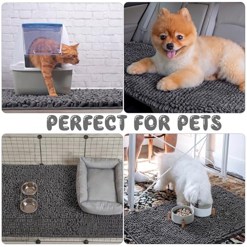4 Pcs Guinea Pig Cage Liner 12 x 12 Inch Washable Shaggy Chenille Pee Pads Pet Dog Cat Bedding Training Mat Reusable for Small Animals Puppy Bunny Hamster Chinchilla - color: Dark Gray, size: 12 x 12 Inch, style: Shaggy Chenille