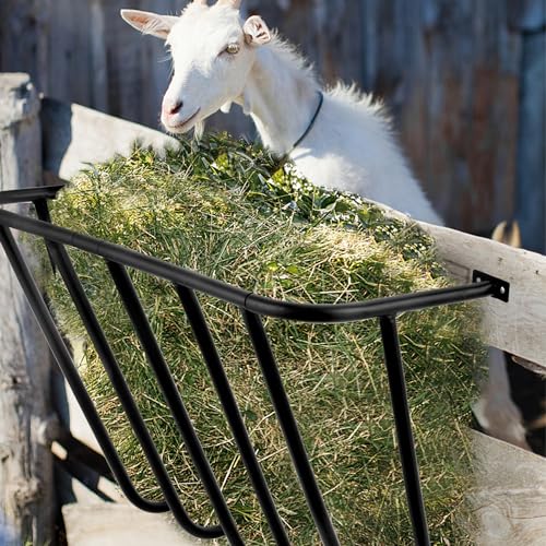 Hay Feeder Goat, 32.68 x 21.26 x 12.2 Multiple Sided Goat Hay Rack Suitable for Farms, Stables, Heavy Duty Galvanized Metal Wall Hay Rack for Sheep Horses, etc - size: 32.68 INCH