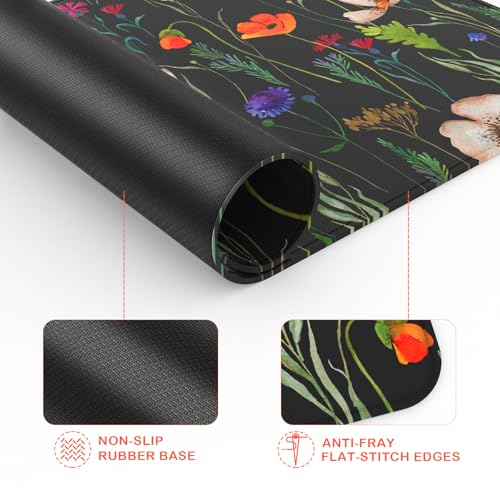 Mouse Pad with Stitched Edge, Multiple Patterns Computer Mouse Pads with Non-Slip Rubber Base, Washable Cloth Mousepad, for Gaming, Laptop, PC (Wildflower Night) - color: 29Wildflower Night