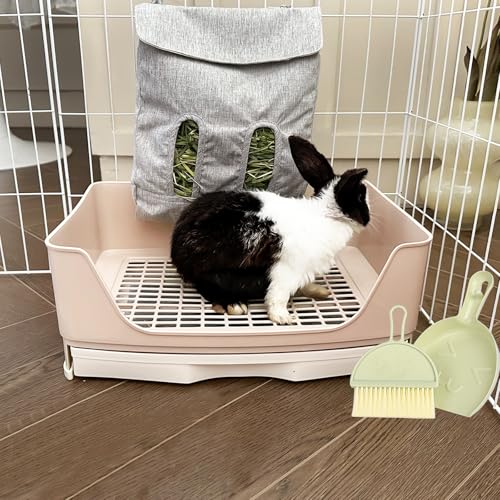 Large Rabbit Litter Box Bunny Litter Box, Potty Training for Rabbits Litter Pan with Drawer, Rabbit Bedding Toilet for Adult Guinea Pig, Ferret, Bunny and Other Animals (Brown)