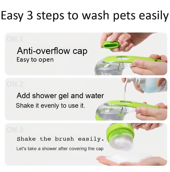 Pet Bath Brush with Shampoo Dispenser, Silicone Bristles, Ergonomic Handle, Green, 3-in-1 Shower Massage Tool for Dogs and Cats (Blue) - color: Blue