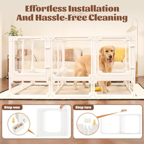Dog Playpen, Expandable & Stackable Acrylic Dog Play Pen (White, 10", 8 Panels) - color: White, size: 10"
