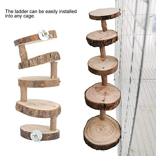 Tiiyee Wooden Hamster Ladder, Bird Parrot Ladder Perch Wood Climbing Bridge | Parakeet Cage Toy Ramps Exercise Stands Activity Platform Playground Accessories for Small Animals Gerbil Mice Mouse Rat
