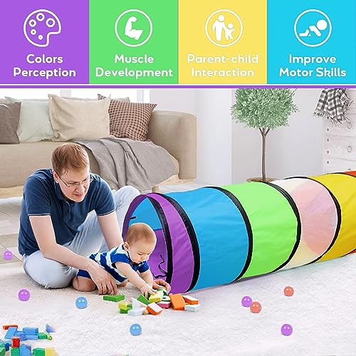 Kids Play Tunnel for Toddlers,Pop Up Crawl Through Tunnel Play Tent for Baby Infant Children or Pet,Indoor & Outdoor Toys for Boy and Girl Backyard Playset - style: Rainbow Tunnel