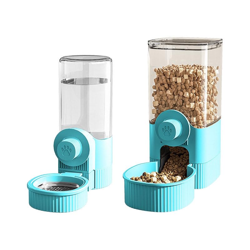 Hanging Automatic Bunny Feeder & Water Dispenser Set - gravitydesign Food Bowl and Waterer for Rabbits, Guinea Pigs, Chinchillas，Food Water Bowl, Small Animals Feeder for Cages