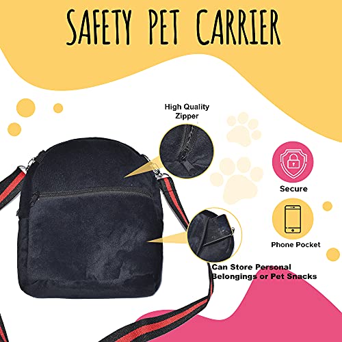 Hamster Carrier Bag, Upgraded Small Animal Bonding Soft Hedgehog Pouch Portable Outgoing Travel Bag with Adjustable Strap and Breathable Mesh for Squirrel Mice Sugar Glider Etc (Black, L) - color: Black, size: 8.3"L x 4.3"W x 7.9"H