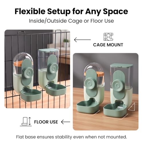Hanging Gravity Pet Feeder Water Bowl Set for Small Pets（Green） | Gravity water, gravity food feeder and waterer, all-in-one ii feeder kit, hanging auto refill feeder bowl for small pets - color: Green