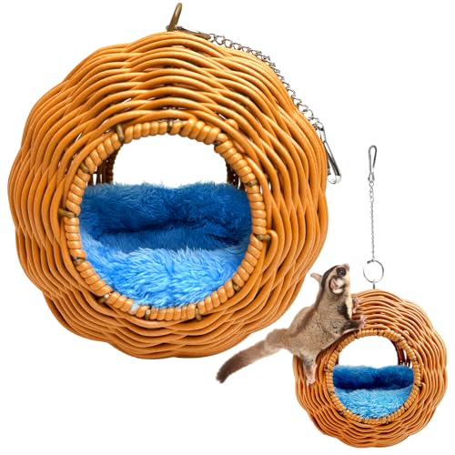 BNOSDM Sugar Glider Nest, Pet Glider Cage Sleep Nesting Squirrels Playing Hideout Hanging Hammock with Warm Cotton Pad Small Animal Cage Accessories for Marmosets, Rat (Double Holes) - color: 2.Double Vent Style