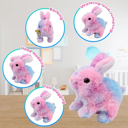 Easfan Pink Jumping Bunny Interactive Talking Plush Toy for Kids | Hopping singing shaking, electronic animated pet, Easter Christmas birthday gift, for girls toddlers - style: Bunny