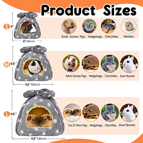 Guinea Pig Bed, Hideout House for Small Animals, Warm & Cozy | Premium Fleece Material, Ideal Bed & Accessories for Hamsters, Chinchillas, Dwarf Bunnies, Hedgehogs. - color: Lightgreystars, size: M-10" x 10"