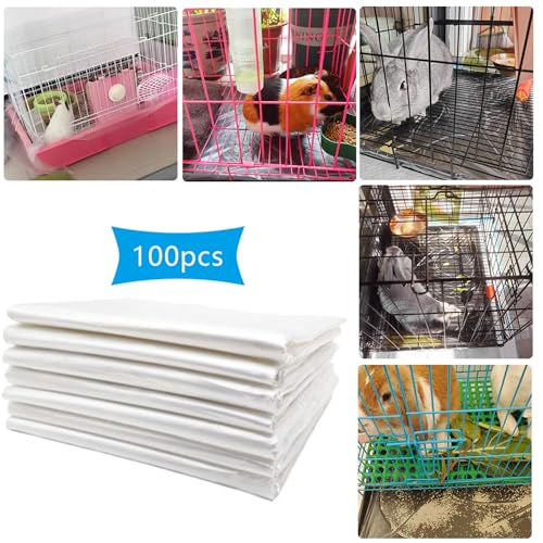 Disposable Rabbit Cage Liner, Plastic Bunny Cage Mat Film to Replace Diapers Suitable for Most Rabbit, Hamster, Guinea Pigs & All Small Animals - 100PCS Universal Toilet Film, 37.4'' x 27.6'' - size: 100PCS