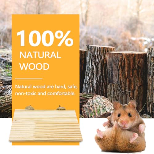 2Pcs Hamster Wooden Ledge Platform 7.5 × 4 inch Rat Stand Platform Chew Toys Cage Accessories for Squirrel Gerbil Suger Glider Rat Hamsters Bird - size: 7.5 × 4 inch