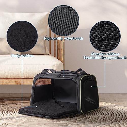 PETSFIT Pet Carrier Airline Approved with Extendable Mat, Dog Carriers for Small Dogs, TSA Approved Pet Carrier, Puppy Carrier for Small and Medium Cats Under 12 Lbs, Black | Airline Approved, Extendable Mat, TSA Approved, For Dogs & Cats Under 12 Lbs - c