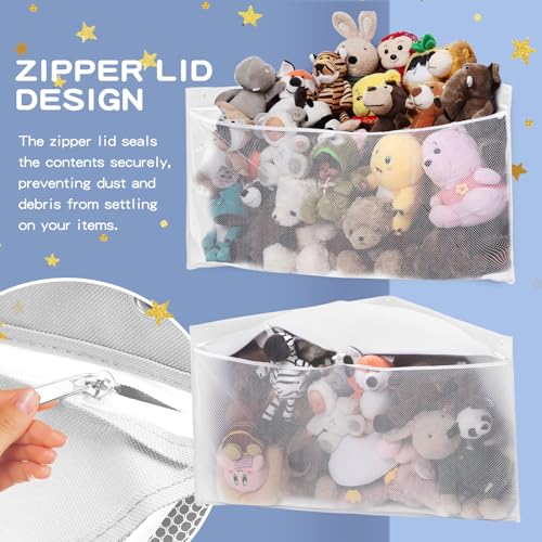 Large Corner Stuffed Animal Storage, White Wall Hammock Toy Net, Gift | Baby Plush Toy Holder, Hanging Display for Nursery, Space-saving Organizer for Kids' Bedroom - color: White, size: 1PCS