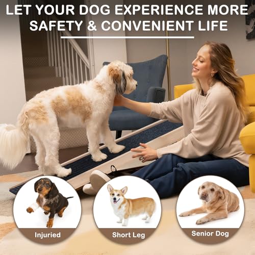 Foldable Dog Ramp for Bed, 4 Adjustable Portable Pet Ramps, 40" Long Pet Ramp for Small Dogs, for High Beds, Dog Step for Large Dogs Stairs for Car, Couch - size: 40 Inch Long