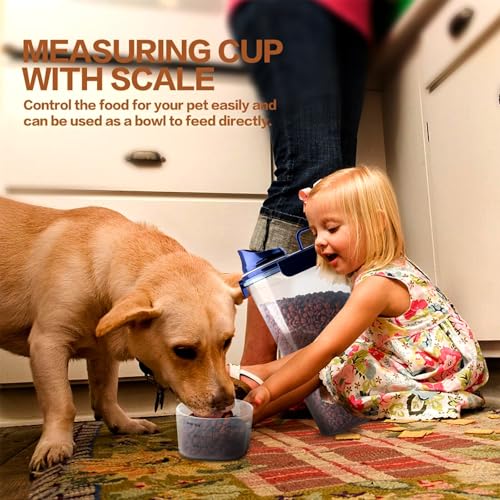 TIOVERY Dog Food Storage Container, 5-7 Lbs Airtight Pet Food Container, Cat Food Container Dispenser with Portable Handle, Pouring Spout and 4 Seal Buckles for Dogs Cats 2 Pack Blue - color: Blue 6Qt + 3Qt