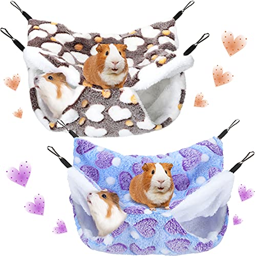Boao 2 Pieces Hamster Hammock Hanging Pet Hammock Warm Bed House for Small Parrot Small Rat Sugar Glider Hamster Playing