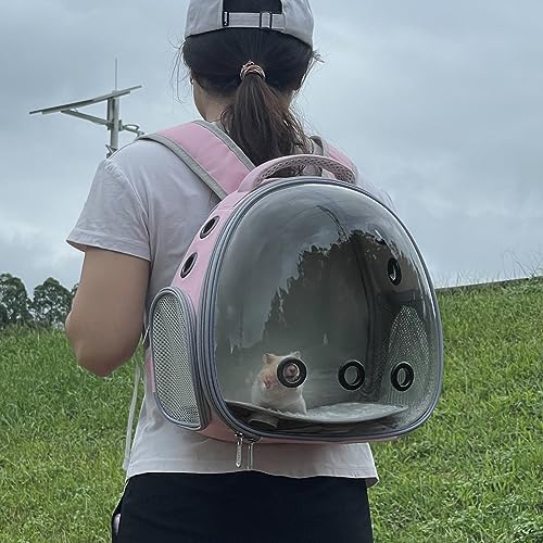 Portable Travel pet Backpack Carrier Hamster Bag Guinea Pig Bird Small Dog cat Turtle Carrier Rabbit Cage Squirrel Bearded Dragon Breathable Hangbag (Pink) - color: pink