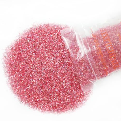 Crushed Glass Glitter, Broken Stones Shattered Glass Chips for Resin Art Crafts, Epoxy Resin Supplies, Geod Painting, DIY Art Projects, Jewelry Making, 2-4mm, 200g/7oz (Watermelon Red) - color: Watermelon Red