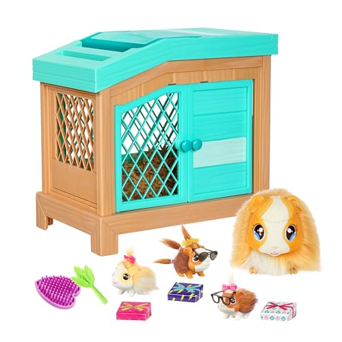 Little Live Pets Mama Surprise Guinea Pig Plush Toy, Interactive Stuffed Guinea Pig Hutch and 3 Babies, Animal Plush with 20+ Sounds, Toys for Ages 4+ - style: Guinea Pig