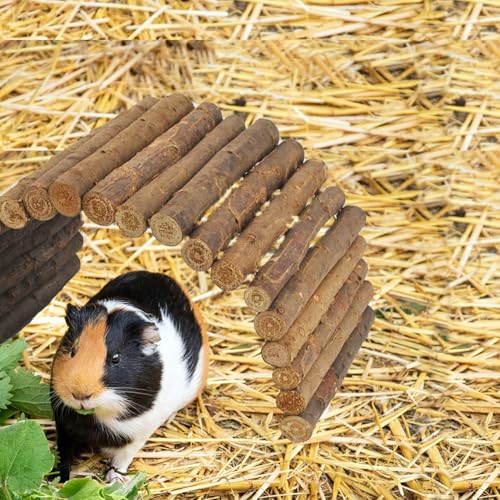 Large Wooden Rabbit Bridge Ladder,19.68 x 11.81 inches Flexible Bunny Tunnel Hideout House Hamster Natural Chew Toy Small Animal Climbing Ramp for Guinea Pig Chinchilla Rabbit Ferret Hedgehog