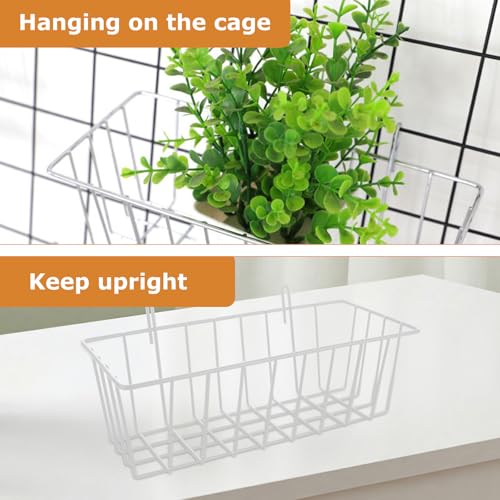 6 Pack Rabbit Hay Feeder, Heavy Duty Metal Bunny Hay Holder with Hooks, 9 x 4 x 3 Inch Hanging Hay Rack for Rabbit Cage, Guinea Pig, Chinchilla, White - color: White