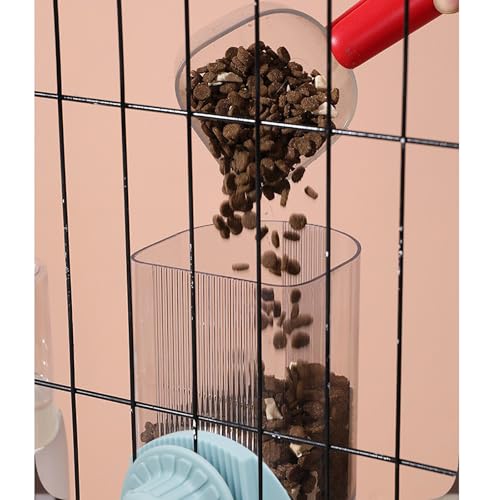 Automatic Rabbit Feeder and Water Dispenser Set,54oz Gravity Food Feeder&17oz Leak-Proof Water Bottle for Guinea Pigs,Hamsters,Chinchillas,Ferrets, Small Animals,Cage Mount Feeding Station Blue
