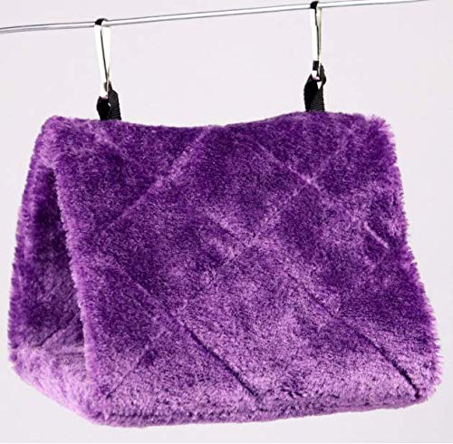 2 Pack Warm Bird Nest House Bed Hanging Hammock Toy Sleeping Bed Plush Hanging Snuggle Cave Happy Hut for Pet Parrot Parakeet Cockatiel Conure Cockatoo African Grey Macaw(Purple) - color: Purple