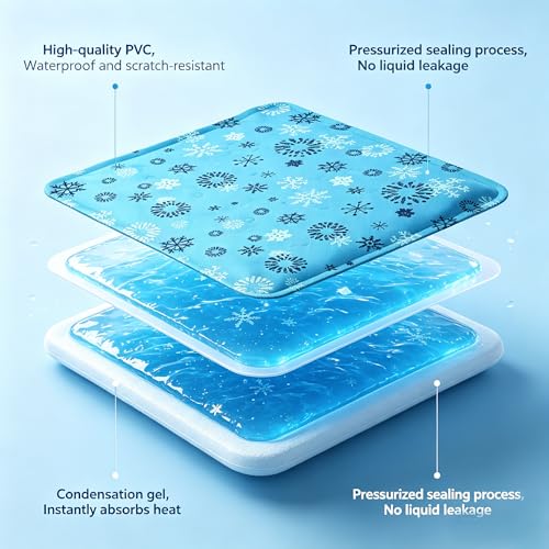 ZeQi Gel-Filled Cooling Mats for Cats Dogs Pets 35''x24'', Water-Proof Surface, Summer Dog Cool Mat, Cooling Cat Bed, Cool Mat, Ice Mat, Seat Cushion for Summer (Large, Animal Print) - size: Large
