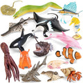 16PCS Realistic Ocean Animal Figurines Sea Animal Toys Figures | Solid Realistic Marine Animals Toy Figures Set Cake Topper, Diorama Decor, Classroom Teaching Prop & Children Birthday Gift