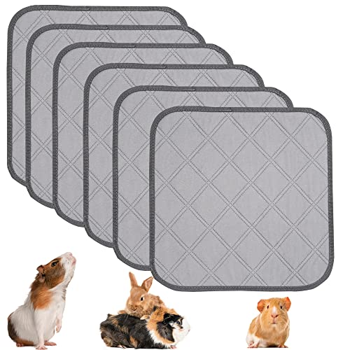 6 Pack Guinea Pig Cage Liners Washable Pee Pads Training Pads, Reusable Pee Pads Non Slip Absorbent Mat for Small Animals, Cats, Rat, Dogs, Bunny(12" x 12")