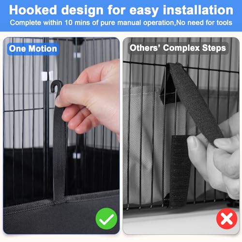 Tresbro Guinea Pig Cage with Waterproof PVC Bottom Liner & One-Hand Release Hook, Triple Fixing C&C Cage for Guinea Pigs, Bunny, Rabbit, Hedgehog, Small Animal Indoor Playpen 48''L x 24''W x 31.5''H - size: 24 Panels-with roof