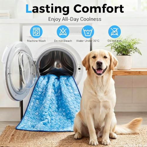 Dog Cooling Mat, 55''x40''Arc-Chill Cooling Fiber Self-Cooling Pad for Dogs - Washable Non-Toxic Summer Pet Mat, Non-Slip Foldable Portable Soft Pad for Indoor Outdoor/Kennel Bed Sofa Floor Car - size: XX-Large