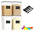 4pc 6.5L Large Airtight Plastic Canisters with Lids, Cups & Labels | Large BPA-Free Plastic Food Storage with Labels for Spaghetti, Cereal, Oats & Kitchen Pantry Organization, 4 Pack - size: 4 pcs(6.5L)