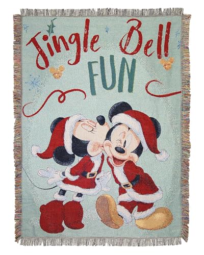 Northwest Mickey Mouse Woven Tapestry Throw Blanket, 48" x 60", Jingle Bell Fun - color: Jingle Bell Fun