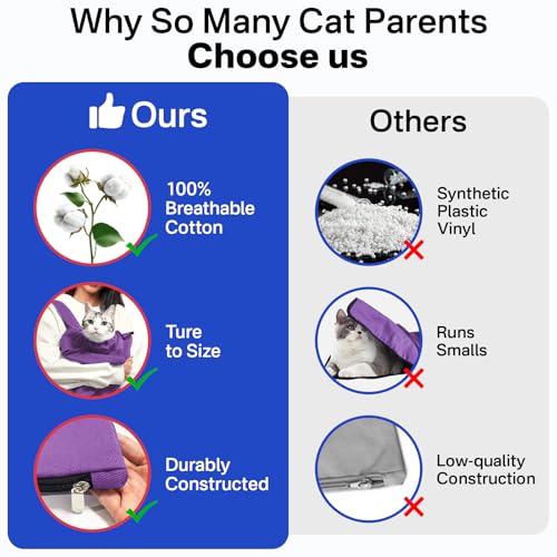 Cat Carrier Pouch for Small Cats Under 10 lbs, Soft Cat Carrier with Upgraded Adjustable Strap, Durable Cotton Cat Bag for Nail Trimming, Medication & Vet Visits – Lavender - color: Lavender, size: Small (under 10 lbs)