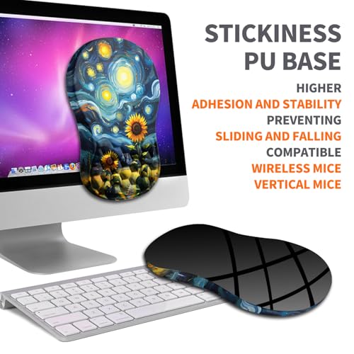 Ergonomic Joint Wrist Support Mouse Pad with Memory Foam Cushion Massage Bump, Carpal Tunnel Pain Relief Mousepad Slope Design for Wrist Rest, 11.8x7.9 in, Sunflower - color: Sunflower