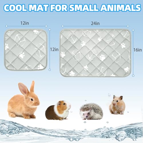 Homimp Summer Cooling Mat for Small Animals, 8PCS Guinea Pig Cage Liner Hamster Pee Pad, Washable Rabbit Cool Pad, Breathable Bed Blanket for Bunny Hedgehog, Keep Cooling for Pets, Grey 16"X 24" - size: 16"x24" (2 Pack)
