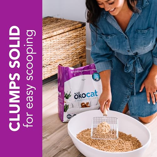 ökocat Low Tracking Natural Wood Clumping Cat Litter, Odor Control 14 Lbs - size: Medium Bag, style: Less Mess
