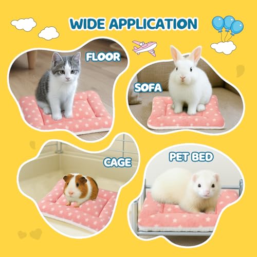 2 Pack Bunny Rabbit Bed - 10 x 13 Inch Upgraded-Thickness Pee Pads Bedding | Washable Bunny Rabbit Pee Pad with Absorbent Surface Helps Keep Cages Dry, Reusable Bedding(Light Gray & Light Pink, M) - color: Light Gray + Light Pink, size: 10" X 13" - 2 Pack