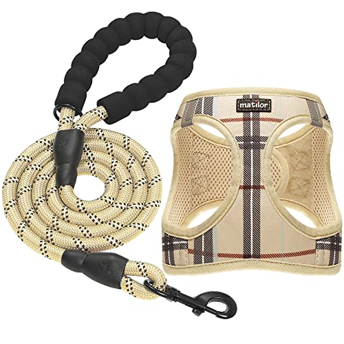Dog Harness Step-in Breathable Puppy Cat Dog Vest Harnesses for Small Medium Dogs - color: Beige, size: Small (Chest 11.5''-14'', Weight 8-11 lb)
