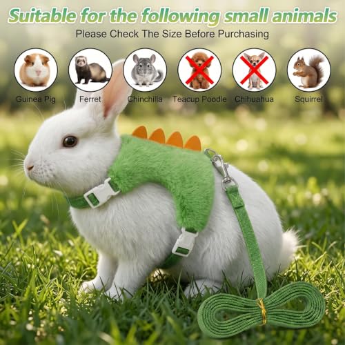 Ferret Harness and Leash Set, Small Animals Vest Harness, Adjustable Straps & Magic Tape Design for Puppies, Cats, Squirrels, Rats, Bunnies, Ferrets, Outdoor Walking - color: Green