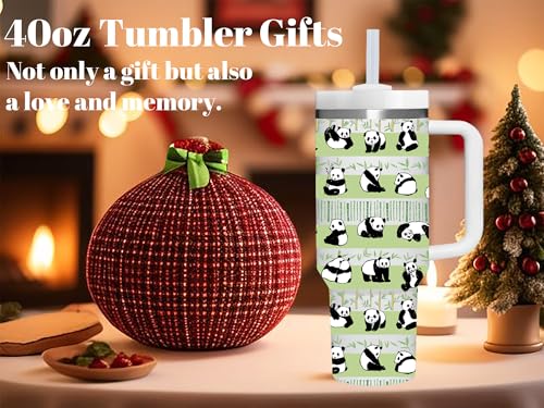 AMZUShome Panda Gifts.40oz Panda Tumbler with Handle.Panda Lover Cup Gift.Birthday Christmas Pandas Tumblers Gift for Women Men. - style: Panda